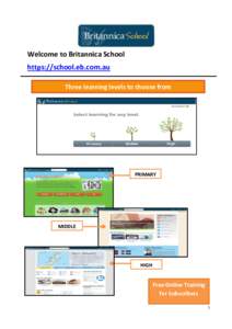 Welcome to Britannica School https://school.eb.com.au Three learning levels to choose from PRIMARY