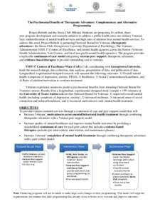 The Psychosocial Benefits of Therapeutic Adventure: Complementary and Alternative Programming Project Rebirth and the Sierra Club Military Outdoors are proposing $1 million, threeyear program development and research ini