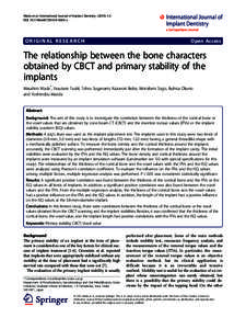 The relationship between the bone characters obtained by CBCT and primary stability of the implants