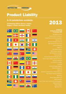 ®  Product Liability in 31 jurisdictions worldwide  2013