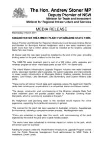 Media release from Deputy Premier of NSW