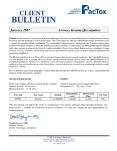 CLIENT  BULLETIN JanuaryUrinary Kratom Quantitation