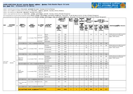 දදනික තත්ත්ල ලාර්තාල -ශ්‍රී ඼ංකාල / ehshe;j epiyik mwpf;if - ,yq;if / Daily Situation Report - Sri Lanka දිනය / jpfjp / Date / : 03 January 2015 at 1800 hrs