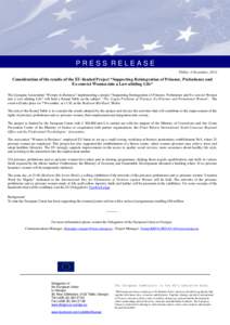 PRESS RELEASE Tbilisi, 4 November, 2014 Consideration of the results of the EU-funded Project “Supporting Reintegration of Prisoner, Probationer and Ex-convict Women into a Law-abiding Life“ The Georgian Association 