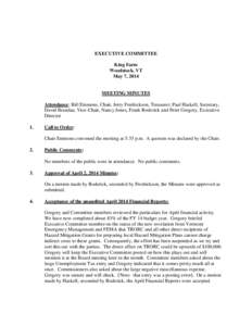 EXECUTIVE COMMITTEE King Farm Woodstock, VT May 7, 2014  MEETING MINUTES