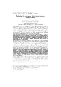 journal of interdisciplinary music studies fall 2012, volume 6, issue 2, art. #[removed], pp[removed]Exploring the perceptual effects of performers’ interpretations Jennifer MacRitchie and Hubert Eiholzer