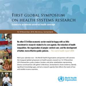 First global symposium on health systems research Science to accelerate universal health coverage