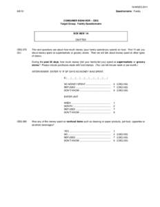 NHANES[removed]Consumer Behavior Questionnaire