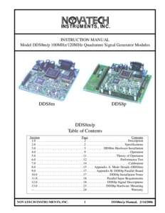 IN STR UM ENTS, IN C. INSTRUCTION MANUAL Model DDS8m/p 100MHz/120MHz Quadrature Signal Generator Modules