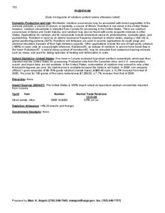 132  RUBIDIUM (Data in kilograms of rubidium content unless otherwise noted) Domestic Production and Use: Worldwide, rubidium occurrences may be associated with zoned pegmatites in the minerals pollucite, a source of ces