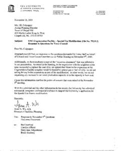 Responses to Questions Raised at the November 9, 2005 Public Hearing on the University of North Carolina at Chapel Hill’s Special Use Permit Modification Request 1. What is the nature of the surveying currently being 