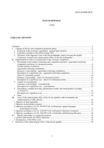 SLOVAK REPUBLIC  SLOVAK REPUBLIC[removed]TABLE OF CONTENTS