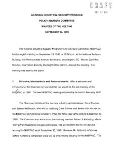 DEC[removed]NATIONAL INDUSTRIAL SECURITY PROGRAM POLICY ADVISORY COMMITTEE MINUTES OF THE MEETING SEPTEMBER 24, 1996