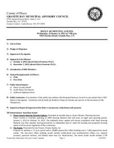 County of Placer GRANITE BAY MUNICIPAL ADVISORY COUNCIL 8789 Auburn Folsom Blvd., Suite C-214 Granite Bay, CA[removed]County Contact: Linda Brown[removed]