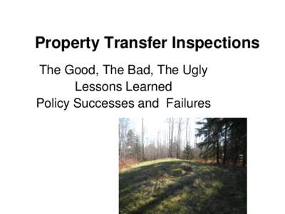 EPA Decentralized Waste Water MOU webinar: Property Transfer Inspections