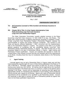 ALFRED W. GROSS COMMISSIONER OF INSURANCE P.O. BOX 1157 RICHMOND, VIRGINIA[removed]TELEPHONE: ([removed]