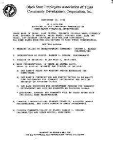 Black State Employees Association of Texas Community Development Corporation, Inc. SEPTEMBER 10, 1998