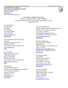 STATE OF CALIFORNIA - DEPARTMENT OF INDUSTRIAL RELATIONS  EDMUND G. BROWN, JR., Governor OCCUPATIONAL SAFETY AND HEALTH STANDARDS BOARD