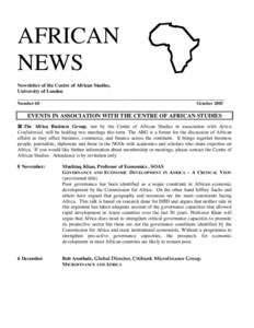 AFRICAN NEWS Newsletter of the Centre of African Studies, University of London  _______________________________________________________________________