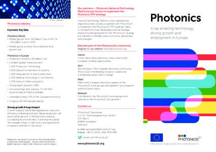 Our partners – Photonics National Technology Platforms join forces to implement the Photonics PPP strategy © Jaros – Fotolia.com  Photonics industry