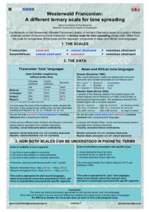 Westerwald Franconian: A different ternary scale for tone spreading Bjoern Koehnlein & Paul Boersma Meertens Instituut & University of Amsterdam  Our fieldwork on the Westerwald (Moselle Franconian) dialect of Arzbach (G