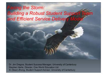 Facing the Storm: Building a Robust Student Support Team and Efficient Service Delivery Model Dr. Jim Dragna, Student Success Manager, University of Canterbury Stephen Harte, Director, One World Education Ltd