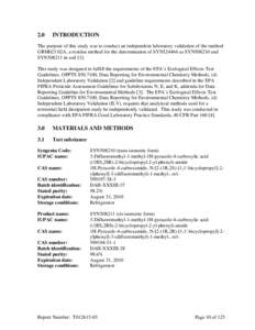 Sedaxane Independent Laboratory Validation - Soil