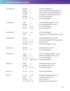 [removed]Academic calendar  September 2014 Monday