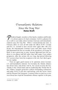 P  Transatlantic Relations Since the Iraq War Heinz Kreft