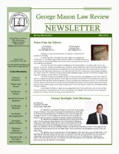 George Mason Law Review  NEWSLETTER Spring Newsletter George Mason Law Review 3301 Fairfax Drive