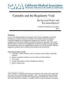 Cannabis and the Regulatory Void Background Paper and Recommendations