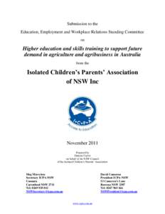 Submission to the Education, Employment and Workplace Relations Standing Committee on Higher education and skills training to support future demand in agriculture and agribusiness in Australia