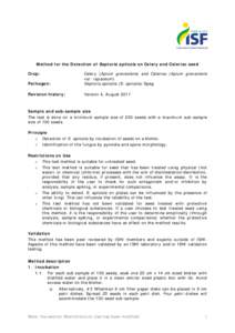 Method for the Detection of Septoria apiicola on Celery and Celeriac seed Crop: Pathogen: Celery (Apium graveolens) and Celeriac (Apium graveolens var. rapaceum)