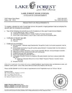 LAKE FOREST HIGH SCHOOL GUIDANCE DEPARTMENT 5407 Killens Pond Road Felton, DE[removed]-9291