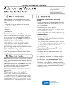 Vaccine Information Statement: Adenovirus Vaccine - What you need to know