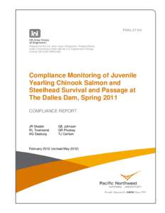 PNNLPrepared for the U.S. Army Corps of Engineers, Portland District, Under a Government Order with the U.S. Department of Energy Contract DE-AC05-76RL01830