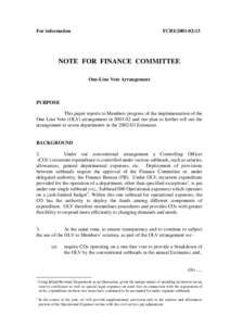 For information  FCRI[removed]NOTE FOR FINANCE COMMITTEE One-Line Vote Arrangement