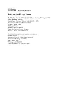 US Attorneys' Bulletin Vol 44 No 05, International Legal Issues