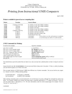 College of Engineering EECS Instructional Support Group[removed]Cory, 333 Soda - [removed] Printing from Instructional UNIX Computers April 9, 2004