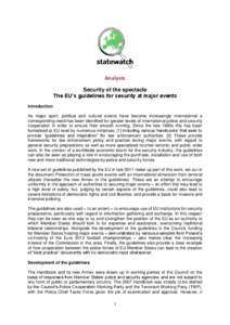 Security of the spectacle: The EU’s guidelines for security at major events
