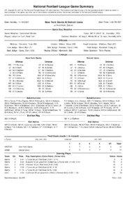 National Football League Game Summary NFL Copyright © 2007 by The National Football League. All rights reserved. This summary and play-by-play is for the express purpose of assisting media in their coverage of the game; any other use of this material is prohibited without the written permission of the National Football League.