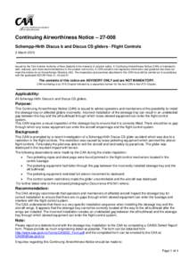 Continuing Airworthiness Notice[removed]Schempp-Hirth Discus b and Discus CS gliders - Flight Controls