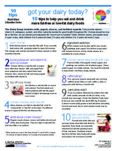 10 tips got your dairy today?  Education Series