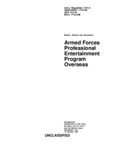 Army Regulation 215–6 OPNAVINST 1710.4B AFR[removed]MCO 1710.23B  Morale, Welfare and Recreation
