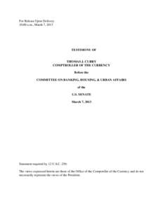 Testimony before U.S. Senate Committee on Banking, Housing, & Urban Affairs on Bank Secrecy Act and Anti-Money Laundering