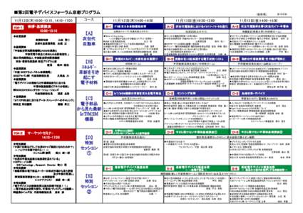 ■第2回電子デバイスフォーラム京都プログラム 11月12日(木)10:00-13:10、14:10-17:05 [K-1] ＫM-１  挨拶・基調講演