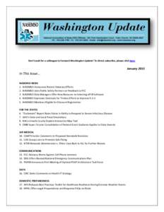 Don’t wait for a colleague to forward Washington Update! To direct subscribe, please click here.  January 2015 In This Issue… NASEMSO NEWS