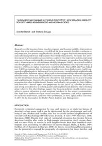 &#x26;#x0201C;LIVING HERE HAS CHANGED MY WHOLE PERSPECTIVE&#x26;#x0201D;: HOW ESCAPING INNER&#x26;#x02010;CITY POVERTY SHAPES NEIGHBORHOOD AND HOUSING CHOICE<!-- -->