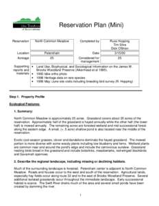 Reservation Plan (Mini) Reservation North Common Meadow  Location