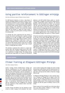 Using positive reinforcement in Göttingen minipigs  Using positive reinforcement in Göttingen minipigs Peter Glerup, Chief Veterinary Surgeon, LAB Research (Scantox), Denmark  At LAB Research (Scantox), we have a long 